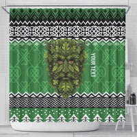 Personalized Anglesey Wales Christmas Shower Curtain Green Man Celtic Knot - Wonder Print Shop