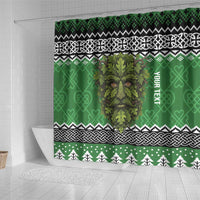 Personalized Anglesey Wales Christmas Shower Curtain Green Man Celtic Knot - Wonder Print Shop