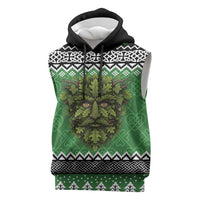 Personalized Anglesey Wales Christmas Sleeveless Hoodie Green Man Celtic Knot - Wonder Print Shop