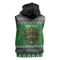 Personalized Anglesey Wales Christmas Sleeveless Hoodie Green Man Celtic Knot - Wonder Print Shop