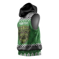Personalized Anglesey Wales Christmas Sleeveless Hoodie Green Man Celtic Knot - Wonder Print Shop