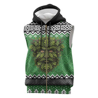 Personalized Anglesey Wales Christmas Sleeveless Zip Hoodie Green Man Celtic Knot - Wonder Print Shop