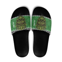 Personalized Anglesey Wales Christmas Slide Sandals Green Man Celtic Knot - Wonder Print Shop
