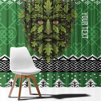 Personalized Anglesey Wales Christmas Window Curtain Green Man Celtic Knot - Wonder Print Shop