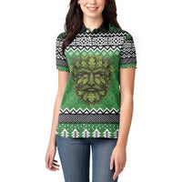 Personalized Anglesey Wales Christmas Women Polo Shirt Green Man Celtic Knot - Wonder Print Shop