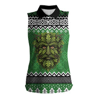 Personalized Anglesey Wales Christmas Women Sleeveless Polo Shirt Green Man Celtic Knot - Wonder Print Shop