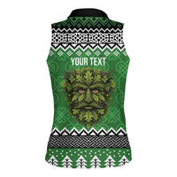Personalized Anglesey Wales Christmas Women Sleeveless Polo Shirt Green Man Celtic Knot - Wonder Print Shop
