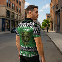 Personalized Anglesey Wales Christmas Zipper Polo Shirt Green Man Celtic Knot - Wonder Print Shop