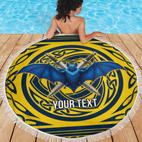 Personalized Brecknockshire Wales Beach Blanket Welsh Celtic Bat And Swords Design - Wonder Print Shop