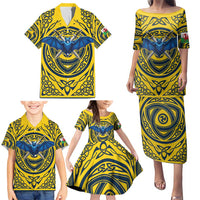 Personalized Brecknockshire Wales Family Matching Puletasi and Hawaiian Shirt Welsh Celtic Bat And Swords Design - Wonder Print Shop