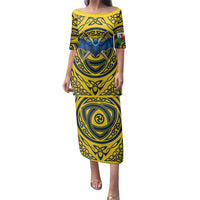 Personalized Brecknockshire Wales Family Matching Puletasi and Hawaiian Shirt Welsh Celtic Bat And Swords Design - Wonder Print Shop