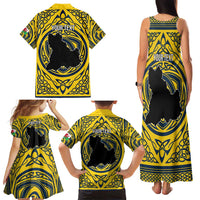 Personalized Brecknockshire Wales Family Matching Tank Maxi Dress and Hawaiian Shirt Welsh Celtic Bat And Swords Design - Wonder Print Shop