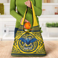 Personalized Brecknockshire Wales Grocery Bag Welsh Celtic Bat And Swords Design - Wonder Print Shop