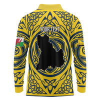 Personalized Brecknockshire Wales Long Sleeve Polo Shirt Welsh Celtic Bat And Swords Design - Wonder Print Shop