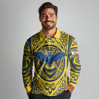 Personalized Brecknockshire Wales Long Sleeve Polo Shirt Welsh Celtic Bat And Swords Design - Wonder Print Shop