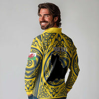 Personalized Brecknockshire Wales Long Sleeve Polo Shirt Welsh Celtic Bat And Swords Design - Wonder Print Shop