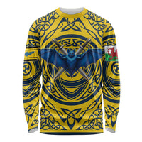 Personalized Brecknockshire Wales Long Sleeve Shirt Welsh Celtic Bat And Swords Design - Wonder Print Shop