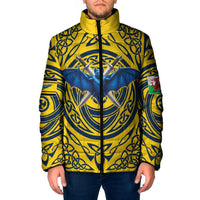 Personalized Brecknockshire Wales Padded Jacket Welsh Celtic Bat And Swords Design - Wonder Print Shop