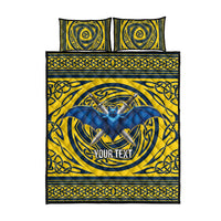 Personalized Brecknockshire Wales Quilt Bed Set Welsh Celtic Bat And Swords Design - Wonder Print Shop