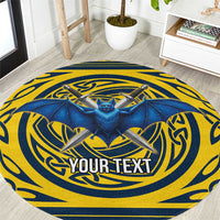 Personalized Brecknockshire Wales Round Carpet Welsh Celtic Bat And Swords Design - Wonder Print Shop