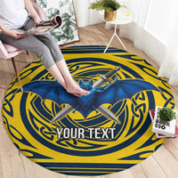 Personalized Brecknockshire Wales Round Carpet Welsh Celtic Bat And Swords Design - Wonder Print Shop
