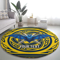 Personalized Brecknockshire Wales Round Carpet Welsh Celtic Bat And Swords Design - Wonder Print Shop