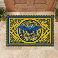 Personalized Brecknockshire Wales Rubber Doormat Welsh Celtic Bat And Swords Design - Wonder Print Shop
