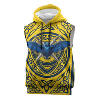 Personalized Brecknockshire Wales Sleeveless Hoodie Welsh Celtic Bat And Swords Design - Wonder Print Shop