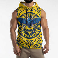 Personalized Brecknockshire Wales Sleeveless Hoodie Welsh Celtic Bat And Swords Design - Wonder Print Shop