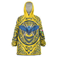 Personalized Brecknockshire Wales Wearable Blanket Hoodie Welsh Celtic Bat And Swords Design - Wonder Print Shop