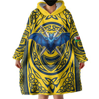 Personalized Brecknockshire Wales Wearable Blanket Hoodie Welsh Celtic Bat And Swords Design - Wonder Print Shop