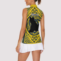 Personalized Brecknockshire Wales Women Sleeveless Polo Shirt Welsh Celtic Bat And Swords Design - Wonder Print Shop