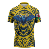 Personalized Brecknockshire Wales Zipper Polo Shirt Welsh Celtic Bat And Swords Design - Wonder Print Shop