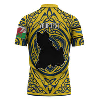 Personalized Brecknockshire Wales Zipper Polo Shirt Welsh Celtic Bat And Swords Design - Wonder Print Shop