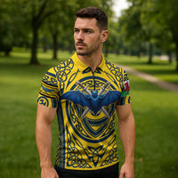 Personalized Brecknockshire Wales Zipper Polo Shirt Welsh Celtic Bat And Swords Design - Wonder Print Shop