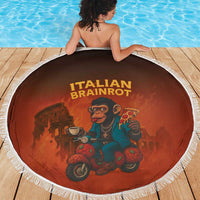 Italian Brainrot Meme Beach Blanket Chaotic Chimp Mobster Vespa Ride - Wonder Print Shop