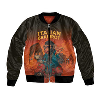 Italian Brainrot Meme Bomber Jacket Chaotic Chimp Mobster Vespa Ride - Wonder Print Shop
