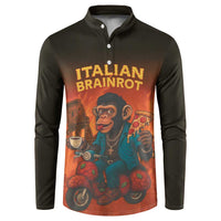 Italian Brainrot Meme Button Sweatshirt Chaotic Chimp Mobster Vespa Ride - Wonder Print Shop