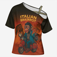 Italian Brainrot Meme Cross Shoulder Shirt Chaotic Chimp Mobster Vespa Ride - Wonder Print Shop