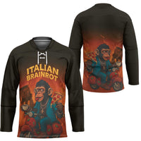 Italian Brainrot Meme Hockey Jersey Chaotic Chimp Mobster Vespa Ride - Wonder Print Shop