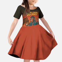 Italian Brainrot Meme Kid Short Sleeve Dress Chaotic Chimp Mobster Vespa Ride - Wonder Print Shop