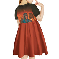 Italian Brainrot Meme Kid Short Sleeve Dress Chaotic Chimp Mobster Vespa Ride - Wonder Print Shop
