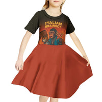 Italian Brainrot Meme Kid Short Sleeve Dress Chaotic Chimp Mobster Vespa Ride - Wonder Print Shop