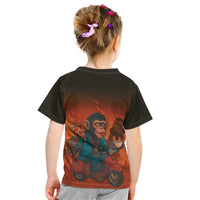 Italian Brainrot Meme Kid T Shirt Chaotic Chimp Mobster Vespa Ride - Wonder Print Shop