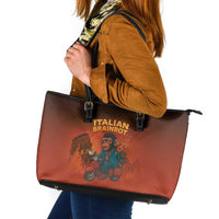Italian Brainrot Meme Leather Tote Bag Chaotic Chimp Mobster Vespa Ride - Wonder Print Shop