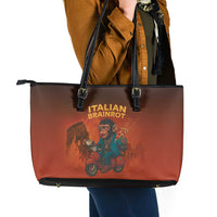 Italian Brainrot Meme Leather Tote Bag Chaotic Chimp Mobster Vespa Ride - Wonder Print Shop