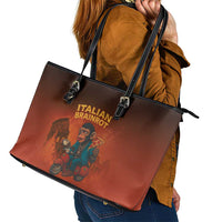 Italian Brainrot Meme Leather Tote Bag Chaotic Chimp Mobster Vespa Ride - Wonder Print Shop