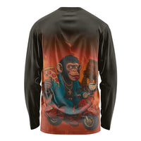 Italian Brainrot Meme Long Sleeve Shirt Chaotic Chimp Mobster Vespa Ride - Wonder Print Shop