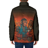 Italian Brainrot Meme Padded Jacket Chaotic Chimp Mobster Vespa Ride - Wonder Print Shop
