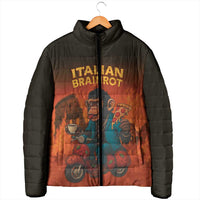 Italian Brainrot Meme Padded Jacket Chaotic Chimp Mobster Vespa Ride - Wonder Print Shop